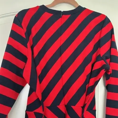 Eloquii  Navy Blue and Red Stripe Asymmetrical Knit Dress Plus Sz 18