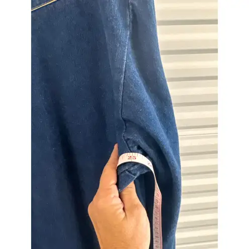 Saddlesmith Outfitters Blue Denim Yellow Collar Duster Coat Women's Large