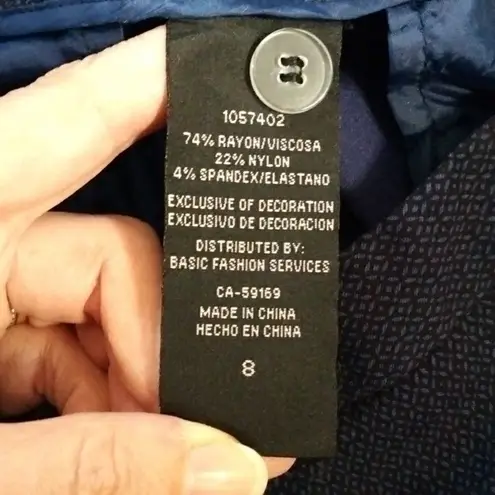 Mario Serrani Made in Italy Woman's Size 8 Blue Black Geometric Shape Trousers