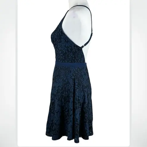 Lulus Navy Blue Lace Crisscross Backless Mini Dress XS
