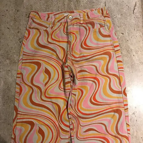 Molly green  Groovy Tie Dye Pink Patterned Disco Pants Size Medium