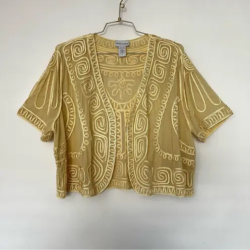 Soft Surroundings Soft Surrounding Size 1X Bolero Jacket Sheer Short Sleeve Cream Yellow
