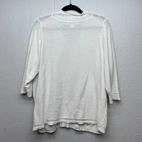 Coldwater Creek Knit White Sweater 2X Cotton Stretch Beach Coastal Capsule Work