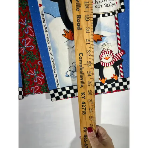 Vintage Handmade Penguin Christmas Vest Womens North Pole Reversible Holiday M/L Blue Size L