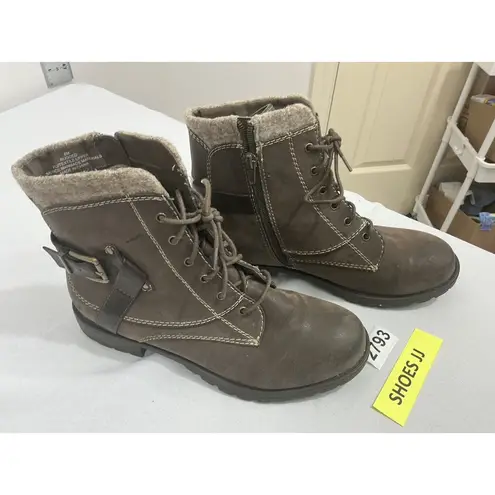 Womans Crown Vintage Rugged 8 M Brown Strappy Zip Up Laces Combat Boots