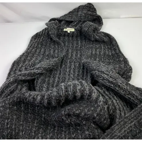 Cocogio Italy Hooded Chunky Knit Sweater Vest Gray Textured Wool Blend Size S