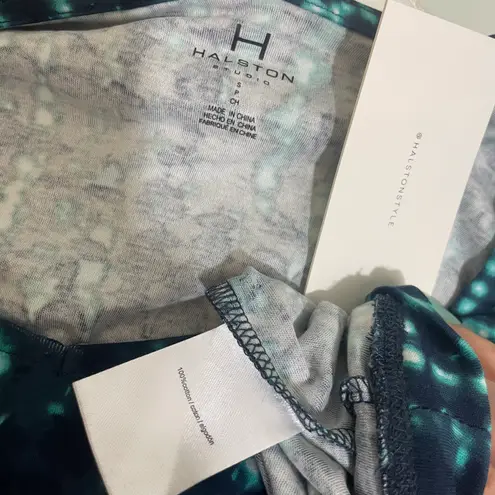 Halston Heritage NWT Halston Studio Blue Teal Tie Dye Long Sleeve Hoodie Hooded Zip Up Jacket New