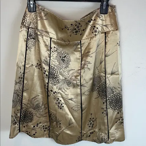 Willi Smith Vintage Floral Gold Print Skirt
