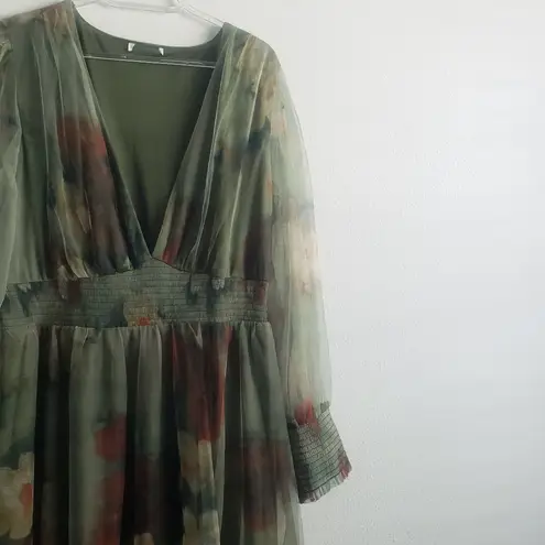 Baltic Born Layla Tulle Maxi Dress Olive And Rust Floral New Without Tags