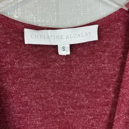 Christine Alcalay Wrap Sweater Dress in Wine Burgundy Size Small Red