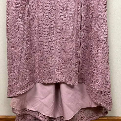 BHLDN Anthropologie Dress XL (M) Mauve Connor Lace Maxi Bridesmaid Evening Train