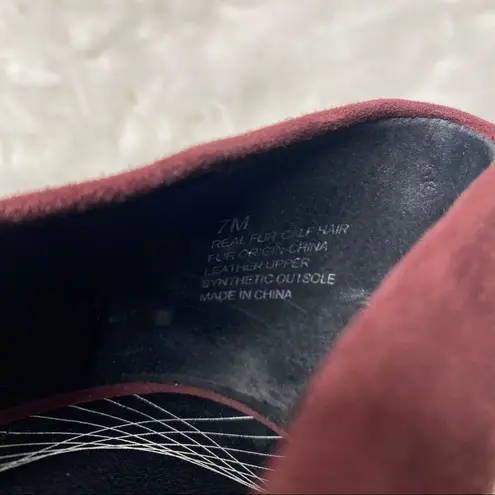 Trouve Devina Genuine Calf Hair d'Orsay Pointy Toe Pumps Burgundy Size 7 Heels Red