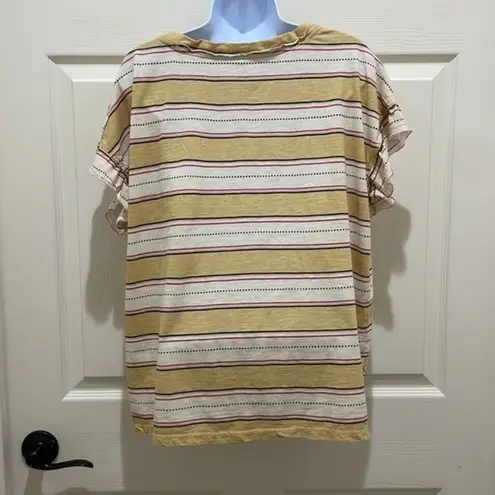 Pilcro and the Letterpress V-Neck Ruffle Short Sleeve Top