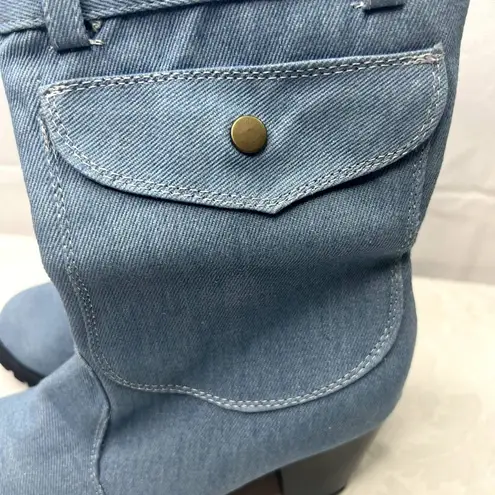 None Denim‎ zip up Heeled Boot. No Brand. Size 41 (US 9.5)