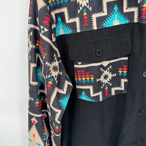 Rowdy Crowd Southwest Cowgirl Corduroy Button Front Shirt Jacket Womens L Black Size L