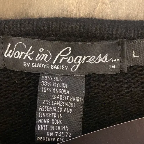 Work in Progress Gladys‎ Bagley silk wool angora blend sweater vintage L new Black Size L