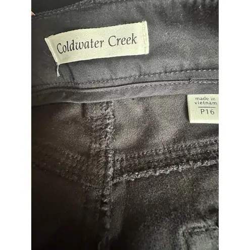 Coldwater Creek P16 Black Velvet Bootcut Pants Minimalist Quiet Luxury NWT