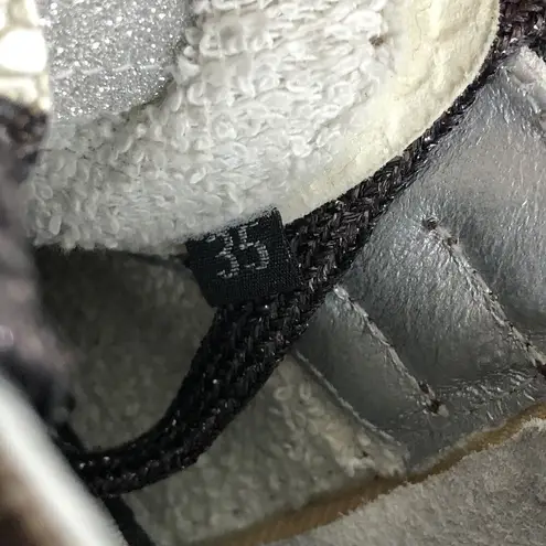 P448 New Skate Snakeskin Print Leather High Top Sneaker Glitter Laces Sz 35/US 5