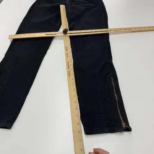 NYDJ Jeans Womens Size 6 Black Legging Jeans Quilted Zipper Ankle Moto Stretch