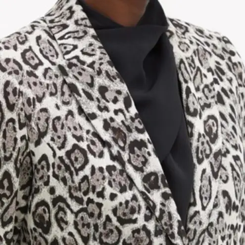 Erdem Iris Leopard Jacquard Single Breasted Blazer Size 10 NWT Silver
