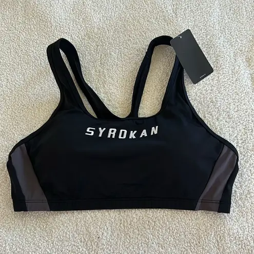 SYROKAN Sports Bra with removable pads or Crop Top Racerback. Size XXL, NWT Black