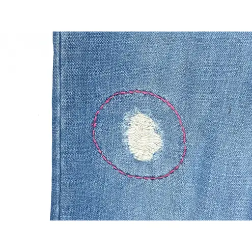 IZOD Distressed Bootcut Jeans Womens 16 Pink Green Ripped Y2K Grunge Boho NWT