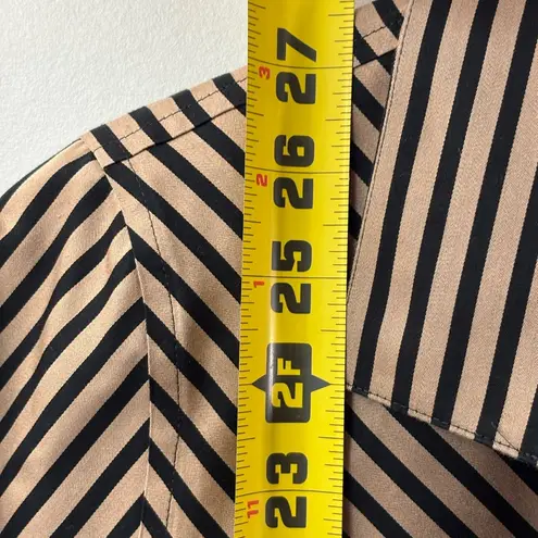 Chico's Chico’s non-iron striped button down size 1 8/10 med cafe brown black, career