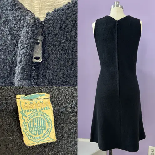 Vintage 60s Mod Black Boucle Dress Size L