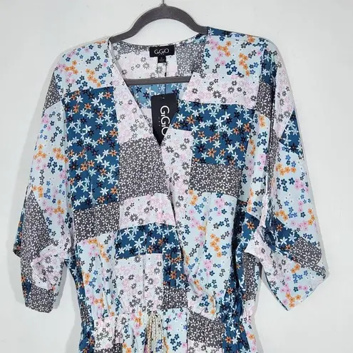 GiGio Blue and Pink Patchwork Boho Short Romper NWT Size Small GiGio Boho Romper