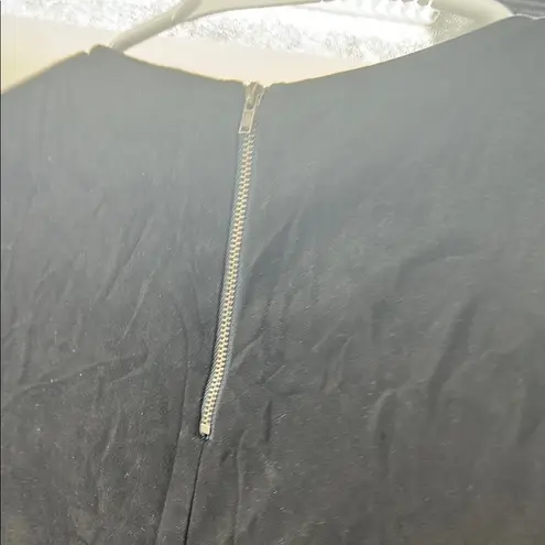 fab'rik  Black Sheath faux suede fringe Dress short sleeve M concert festival