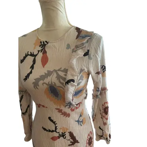 Vintage 90s Floral Print Maxi Dress Ruffle & Empire Waist Tiered Fairy Modest Size undefined