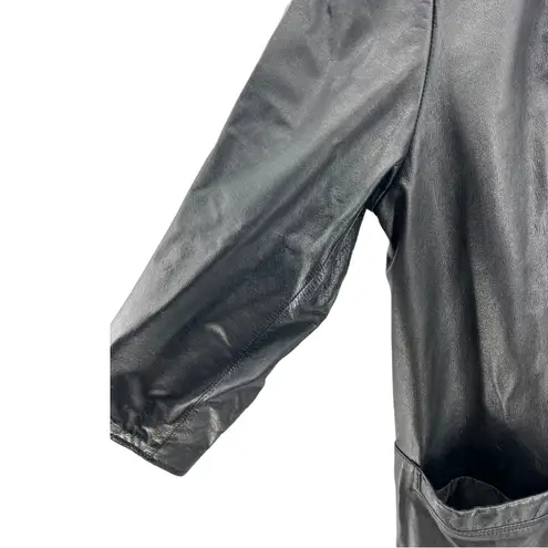 Paris Sport Club vintage genuine leather long trench coat L black 90’s retro 80s Size L