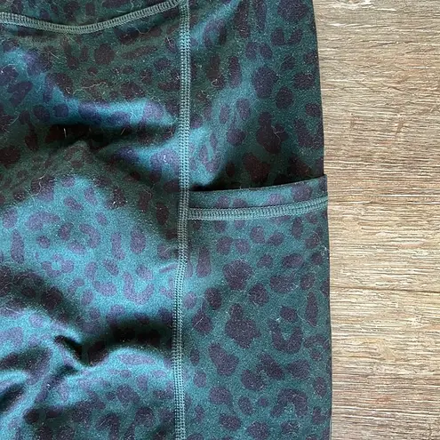 None Green cheetah athletic leggings with pockets. Leopard pattern