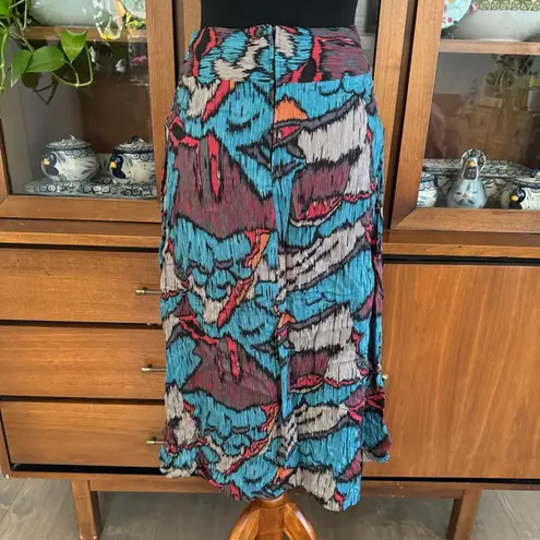 Vintage 80’s Jessica Scott Abstract Geo Print Midi Skirt Blue