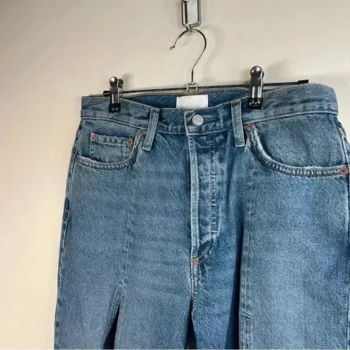 Boyish  Medium Wash The Quincy Split Cropped Straight Leg Jean