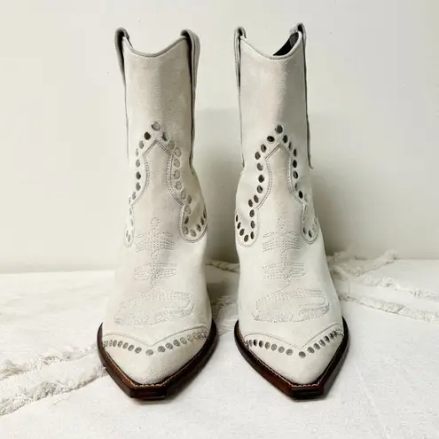 Zadig & Voltaire Cara Studded Western Block Heel Booties Gray Women's 41 / 10.5