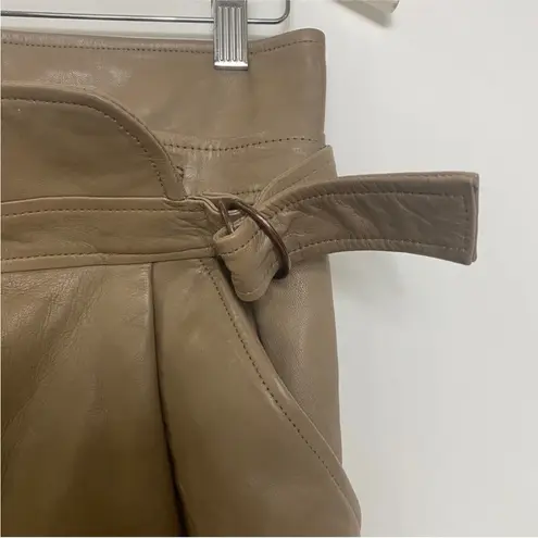 Sézane Sezane 100% lambs leather trousers in tan/ dark beige