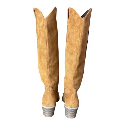 Knee High Cowboy Boots Size 41 Tan Faux Suede Western Style Women Size 9.5 NWOT