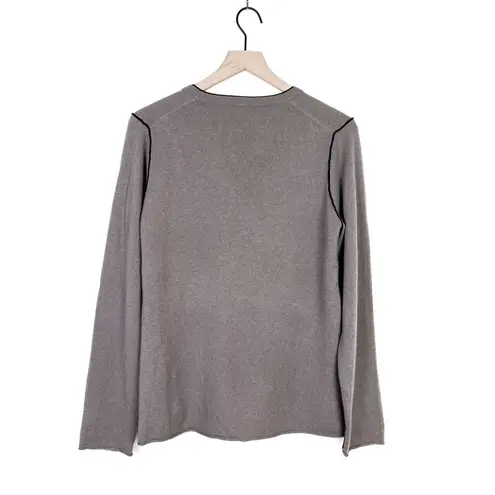 Magaschoni  100% Cashmere V-neck Long Sleeve Pullover Knit Sweater in Taupe