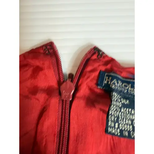 Harold Powell Red Silk Dress Sleeveless Party Cocktail Elegant Size 4
