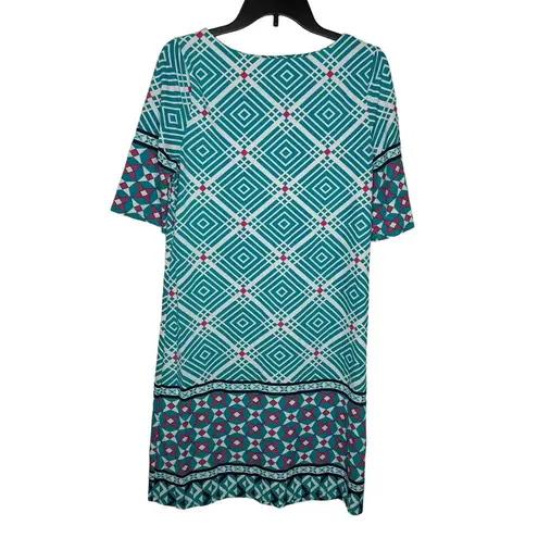 Aryeh Women's Dress Shift 3/4 Sleeve Magenta Print Round Neck Multicolor Medium