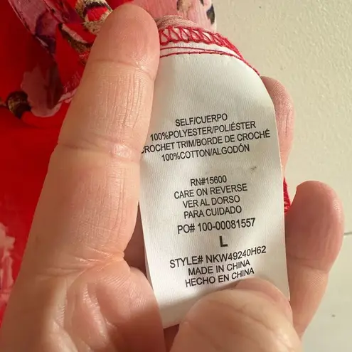 Rewind Women’s Large Sheer Floral Patterned Kimono Cardigan Boho