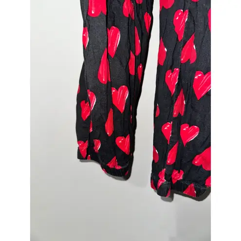 Victoria's Secret  Pajama Set Black T Shirt Red Hearts Pants Women's Small