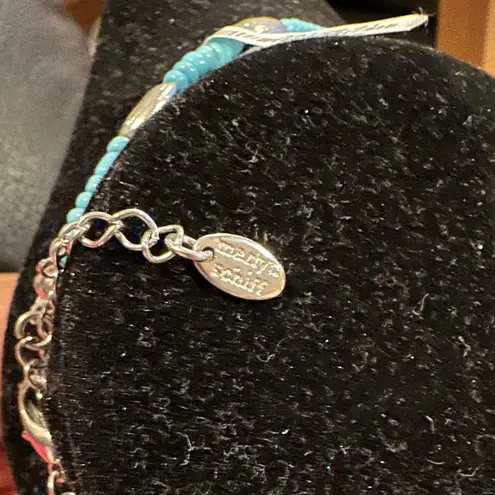 MARILYN SCHIFF BEADED BEACHY BLUE SILVERTONE CHOKER NECKLACE