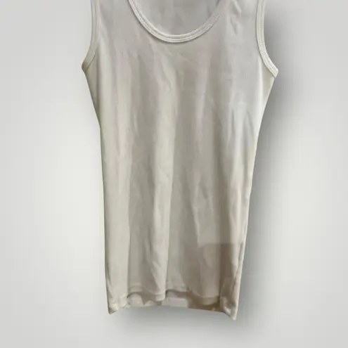 DISSH Troy White Ribbed Cotton Tank Top Size Medium Scoop Neck Minimalist Basic