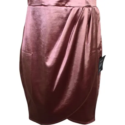 Lulus Copper Satin Slip Forever Your Girl Coquette Baddie Bodycon Mini Dress S Pink