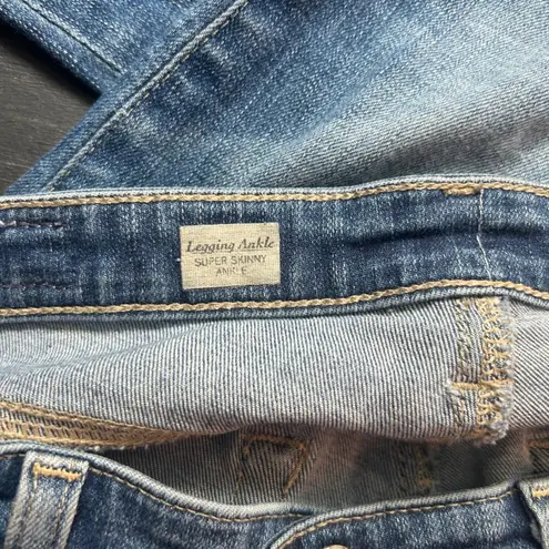 Jag jeans AG Jeans Wommans Legging Size 27R Ankle Super Skinny Distressed Blue Denim