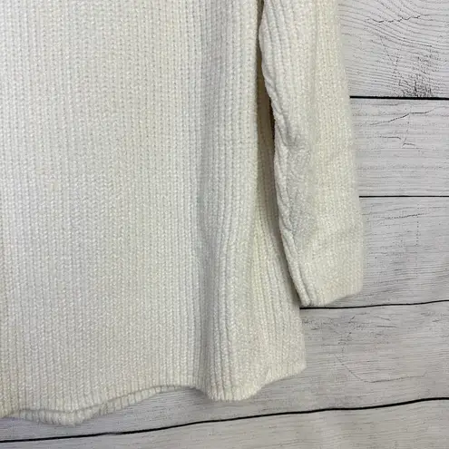J. JILL Chenille Sweater Chunky Knit Womens Size Large Ribbed Ivory Soft Cozy