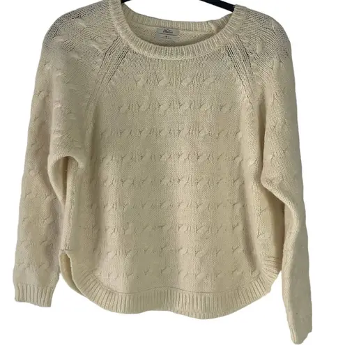Wallace Women's Size Medium Cream Mohair Wool Cable Knit Sweater