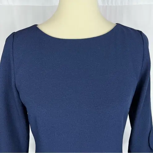 Karl Lagerfeld Paris Navy 3/4 Ruffle Tulip Sleeve Crepe Sheath Dress Women’s 4